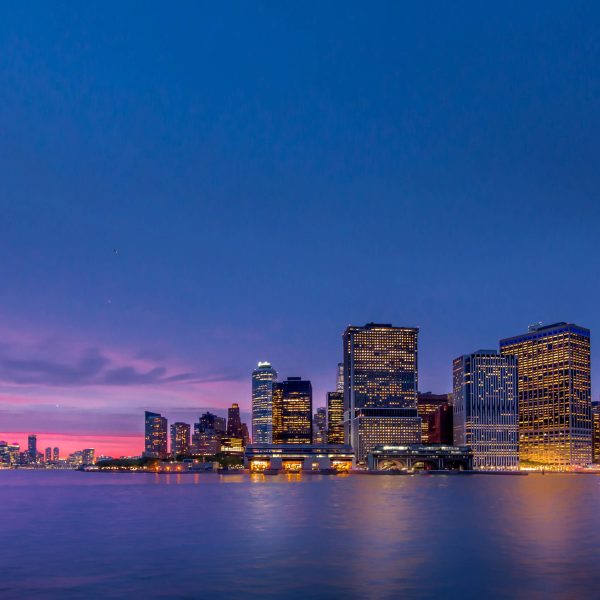 NYC skyline during a night cruise
