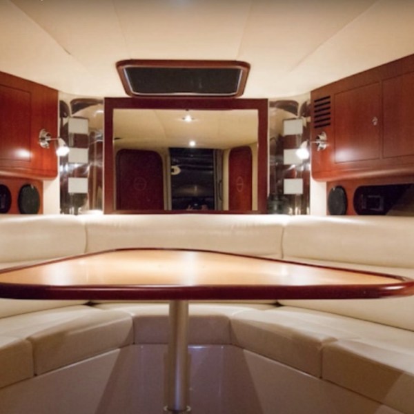 cabin of a luxury boat charter in nyc