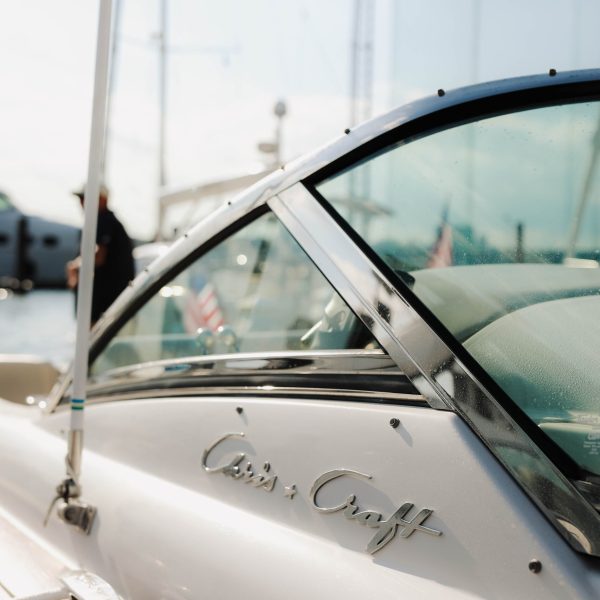 close up of the Chris Craft yacht charter NYC