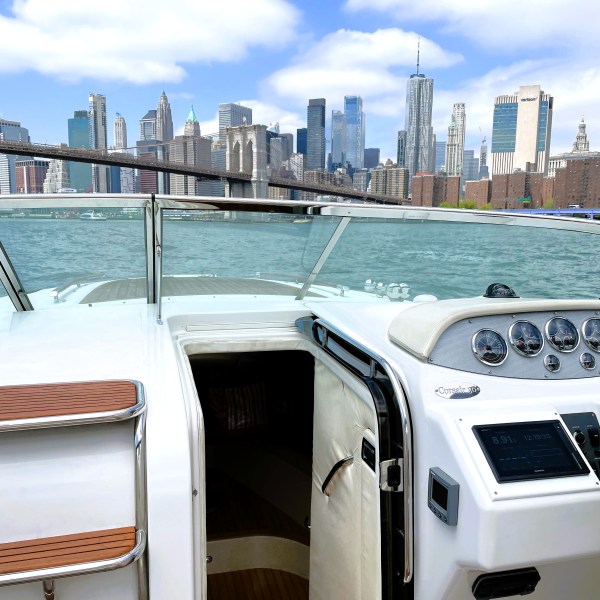 boats for rent surrounded by blue water in NYC